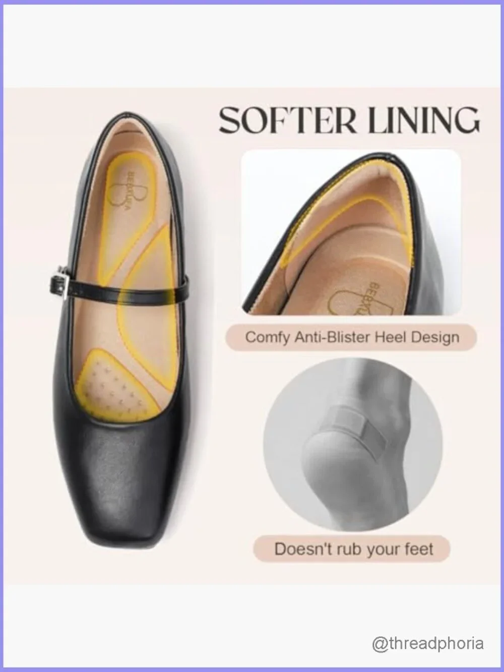 Women's Square Toe Mary Jane Ballet Flats with Adjustable Strap Slip On Work - Picture 5 of 7